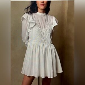 Banana Republic White Ruffle Cottage-core Mini Dress XXL